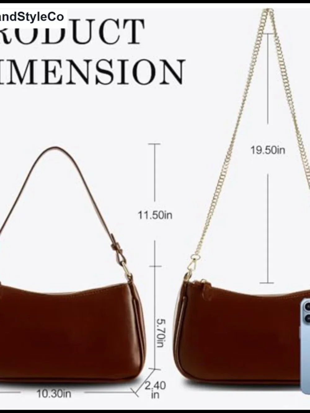 Faux Leather Hobo Shoulder Bag with 2 Removable Straps & Zipper Closure